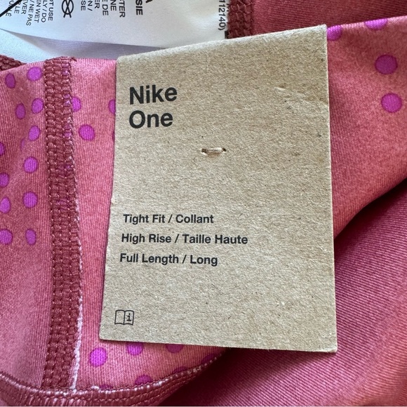 Nike Dri-Fit One Leggings Pink High Rise Tight Fit Full Length Training Girls L - Picture 5 of 7